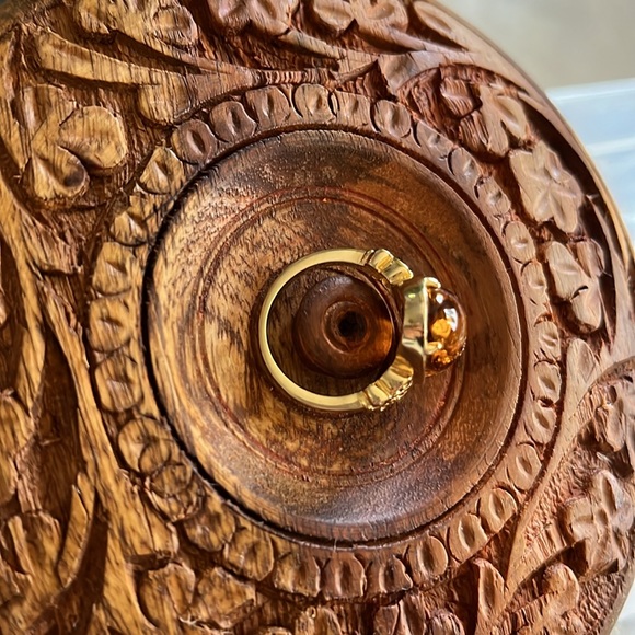 19X11MM OVAL AMBER 18K YELLOW GOLD OVER STERLING SILVER RING - Picture 12 of 12